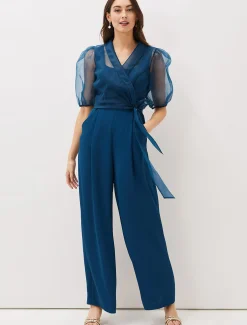 Dresses^Phase Eight Brontie Puff Sleeve Wide Leg Jumpsuit Teal