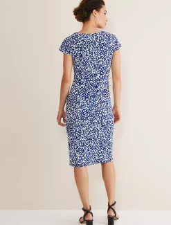 Dresses^Phase Eight Brooke Printed Wrap Dress Blue/Multi