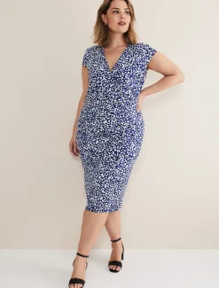 Dresses^Phase Eight Brooke Printed Wrap Dress Blue/Multi