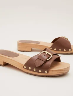 Sandals & Wedges^Phase Eight Buckle Front Clog Sandal Tan