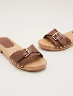Sandals & Wedges^Phase Eight Buckle Front Clog Sandal Tan