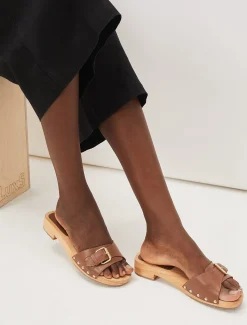 Sandals & Wedges^Phase Eight Buckle Front Clog Sandal Tan