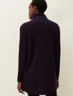 Coats^Phase Eight Byanca Zip Knit Coat Blackcurrant