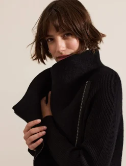 Coats^Phase Eight Byanca Zip Knit Coat Black