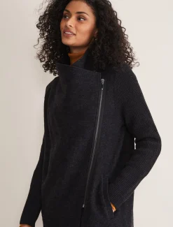 Coats^Phase Eight Byanca Zip Knit Coat Charcoal