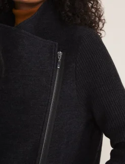 Coats^Phase Eight Byanca Zip Knit Coat Charcoal