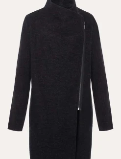 Coats^Phase Eight Byanca Zip Knit Coat Charcoal