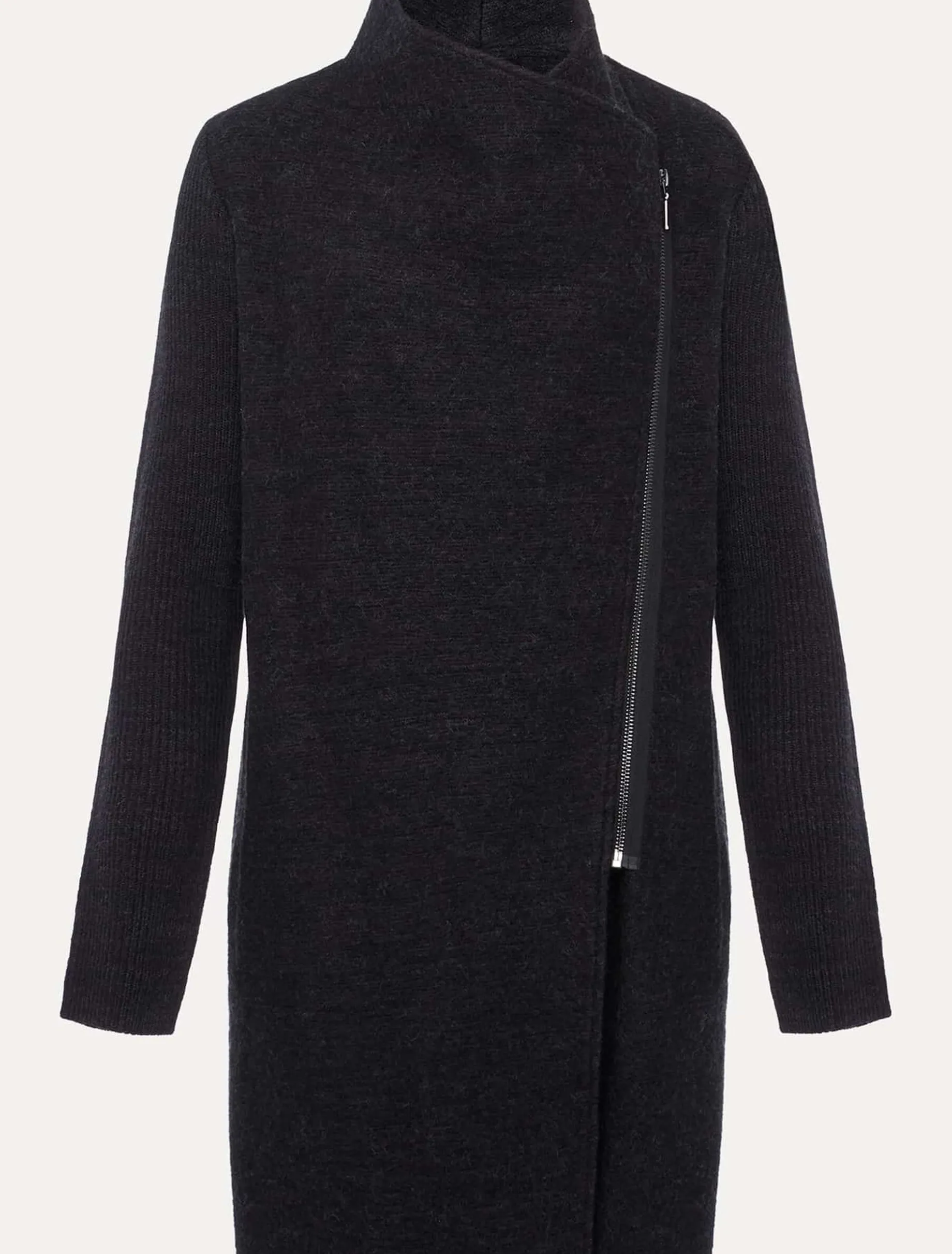 Coats^Phase Eight Byanca Zip Knit Coat Charcoal