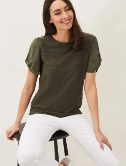 Tops & T-Shirts^Phase Eight Bylee Textured Top Khaki