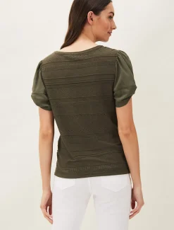 Tops & T-Shirts^Phase Eight Bylee Textured Top Khaki