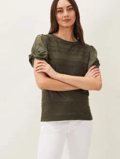 Tops & T-Shirts^Phase Eight Bylee Textured Top Khaki