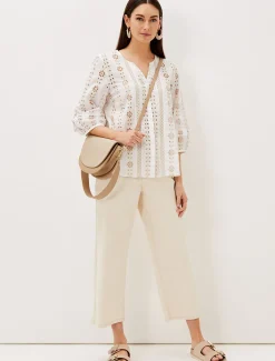 Shirts & Blouses^Phase Eight Caela Broderie Blouse Ivory/Stone