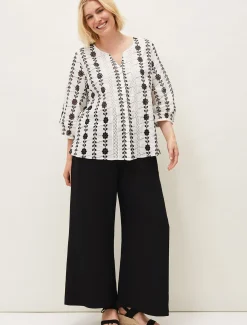Shirts & Blouses^Phase Eight Caela Broderie Blouse White/Black