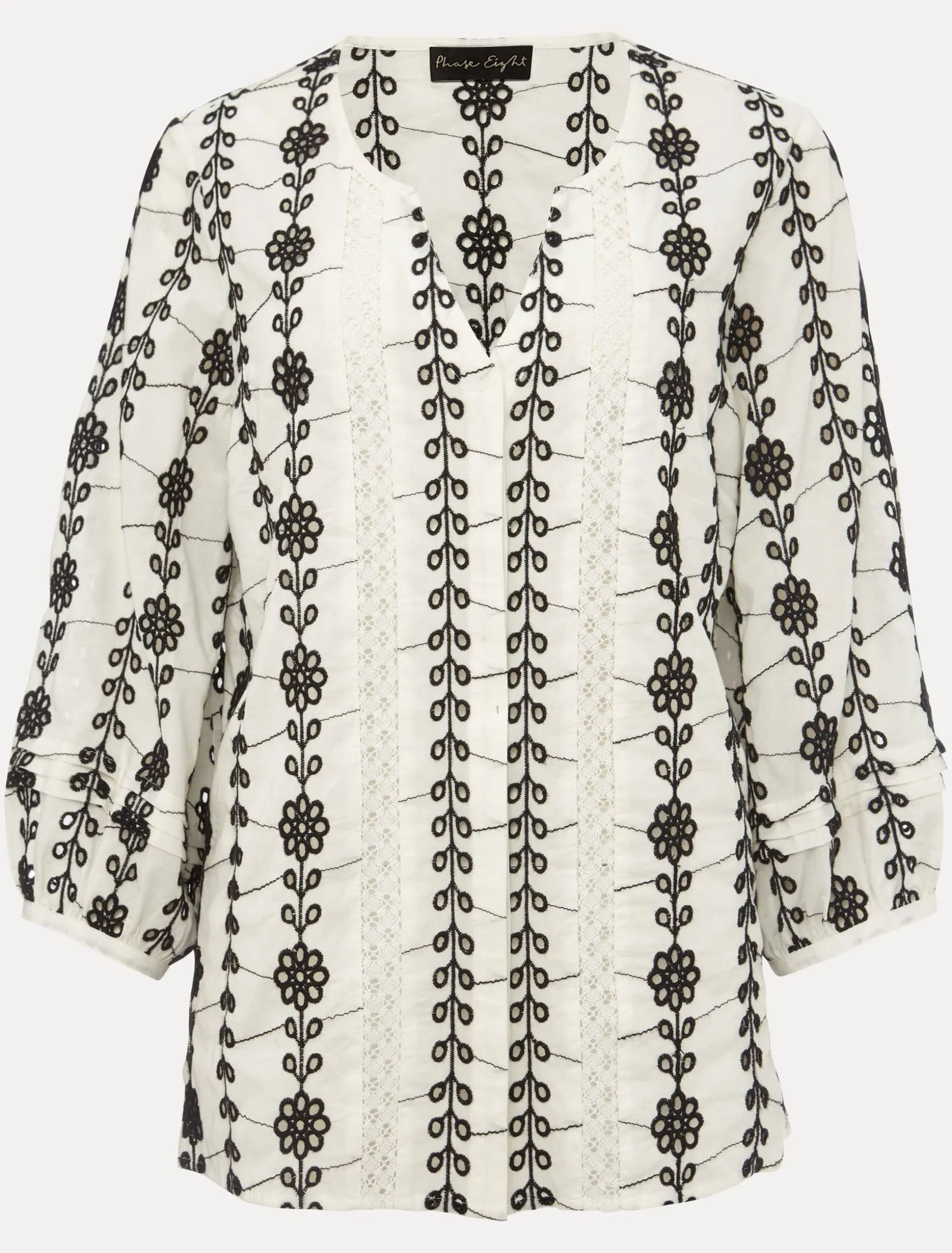 Shirts & Blouses^Phase Eight Caela Broderie Blouse White/Black