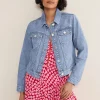 Jackets^Phase Eight Caitlin Cropped Denim Jacket Mid Wash Blue