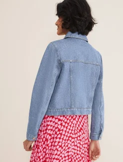 Jackets^Phase Eight Caitlin Cropped Denim Jacket Mid Wash Blue