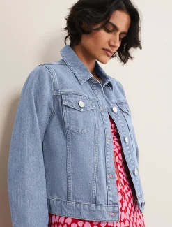 Jackets^Phase Eight Caitlin Cropped Denim Jacket Mid Wash Blue