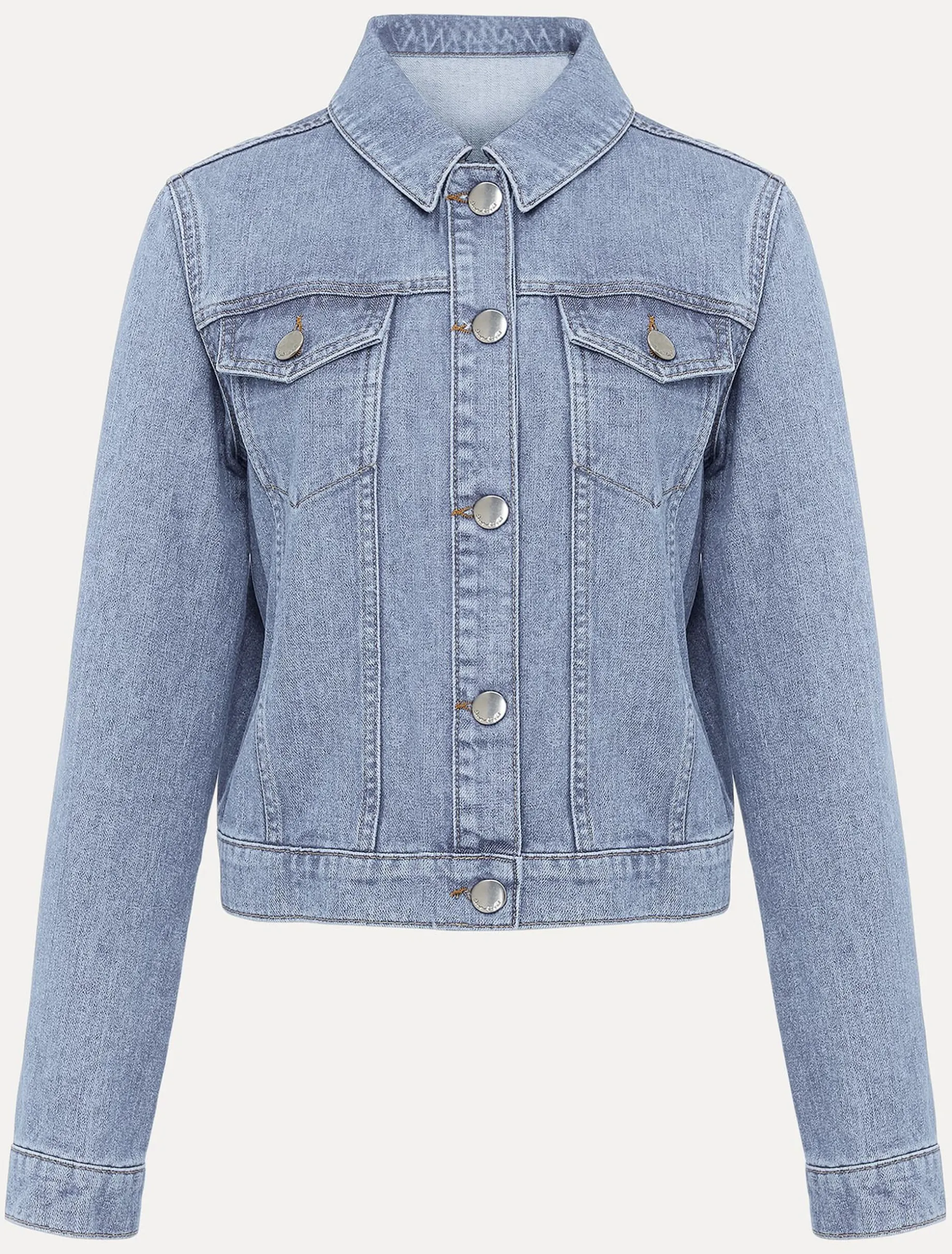 Jackets^Phase Eight Caitlin Cropped Denim Jacket Mid Wash Blue