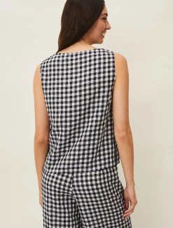 Knitwear^Phase Eight Calandra Gingham Top Navy/Ivory