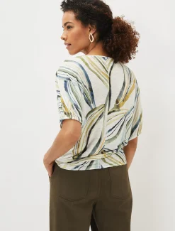 Tops & T-Shirts^Phase Eight Caraline Linen Botanical Print Top Ivory Multi