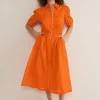 Dresses^Phase Eight Carey Checked Textured Midi Dress Orange