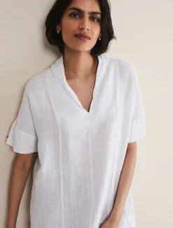 Shirts & Blouses^Phase Eight Carita V-Neck Linen Blouse White