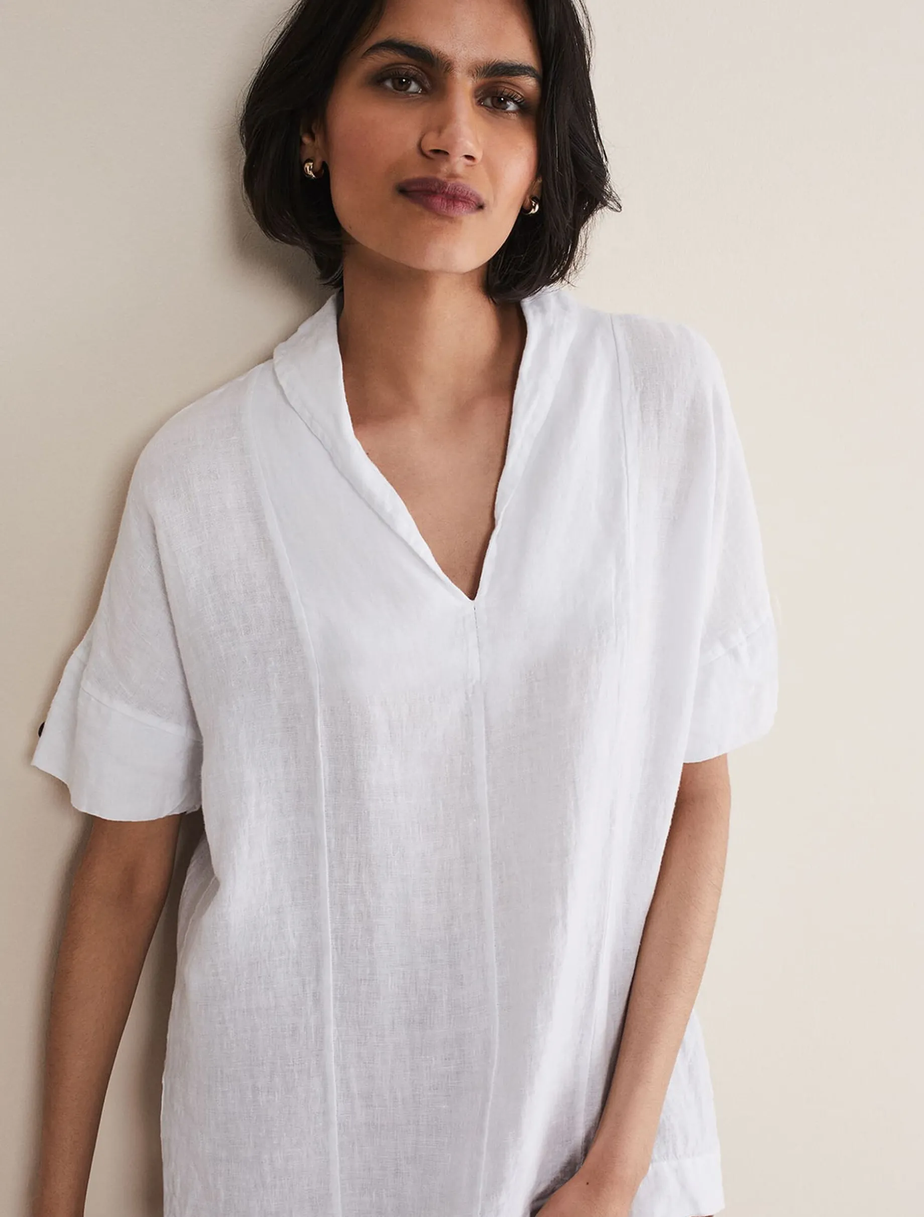 Shirts & Blouses^Phase Eight Carita V-Neck Linen Blouse White
