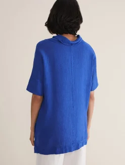 Shirts & Blouses^Phase Eight Carita V-Neck Linen Blouse Cobalt