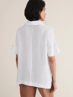 Shirts & Blouses^Phase Eight Carita V-Neck Linen Blouse White