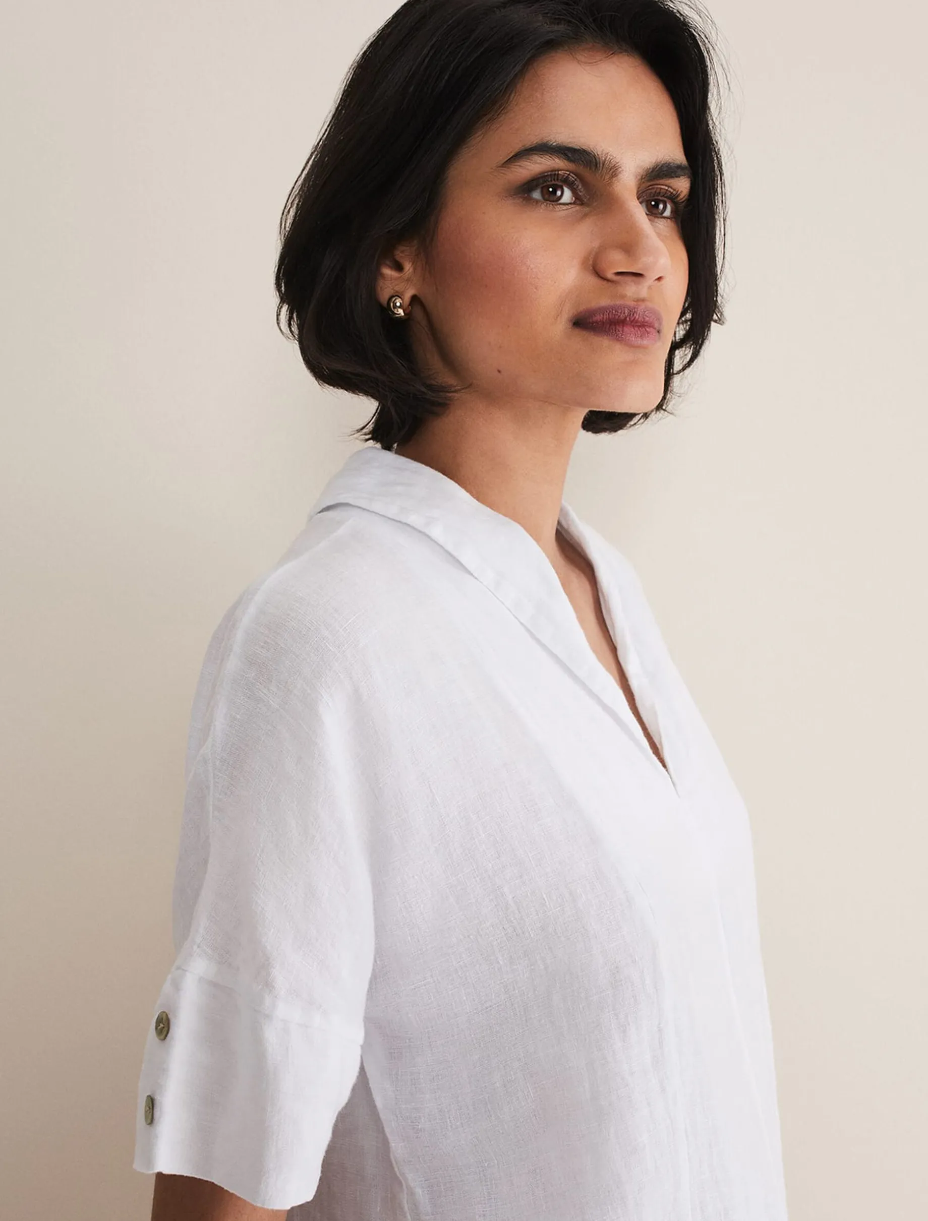 Shirts & Blouses^Phase Eight Carita V-Neck Linen Blouse White