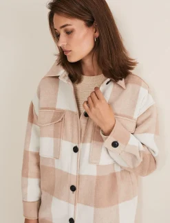 Coats^Phase Eight Carla Checked Shacket Pink/Cream