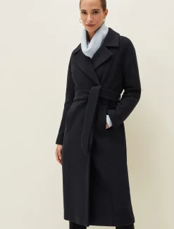 Coats^Phase Eight Carlotta Wrap Wool Coat Navy