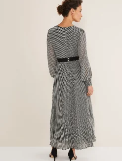 Dresses^Phase Eight Carmen Checked Midaxi Dress Black/White
