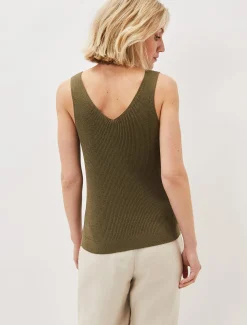 Tops & T-Shirts^Phase Eight Caryl Ribbed Vest Top Khaki