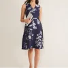Dresses^Phase Eight Cassy Jaquard Floral Midi Dress Navy/Multi