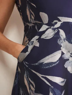 Dresses^Phase Eight Cassy Jaquard Floral Midi Dress Navy/Multi