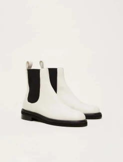 Heels^Phase Eight Casual Leather Pull On Ankle Boots Cream