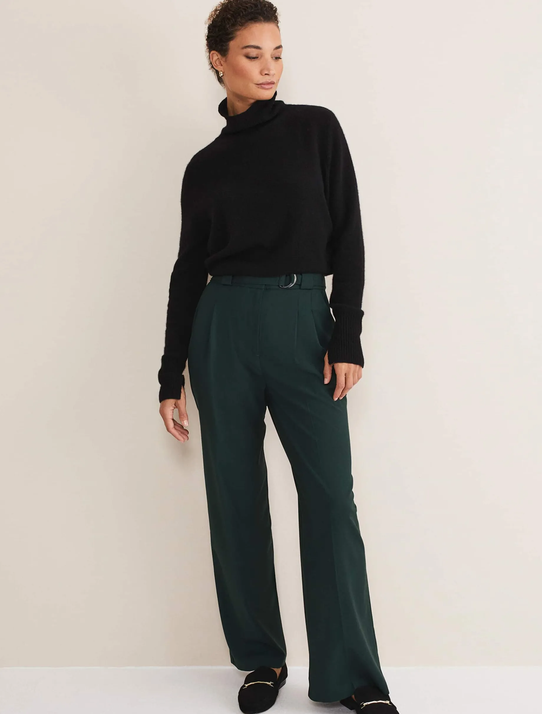 Trousers & Shorts^Phase Eight Catira Crepe Wide Leg Trousers Forest Green