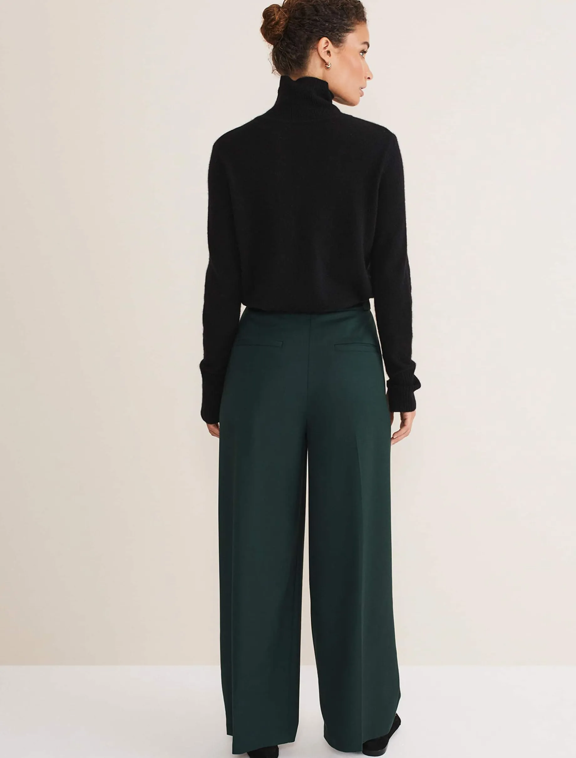 Trousers & Shorts^Phase Eight Catira Crepe Wide Leg Trousers Forest Green