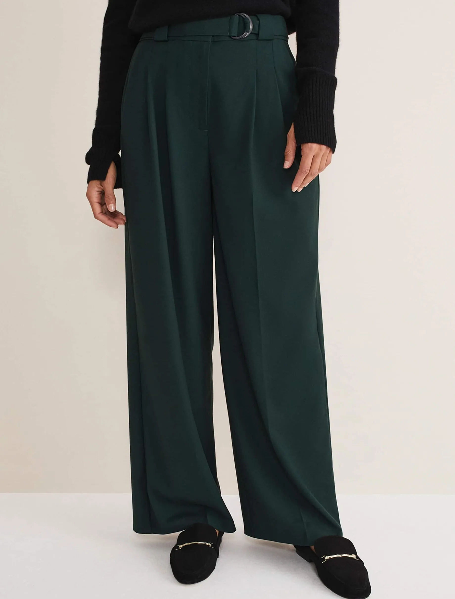 Trousers & Shorts^Phase Eight Catira Crepe Wide Leg Trousers Forest Green