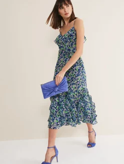Dresses^Phase Eight Catira Strappy Print Dress Navy/Multi