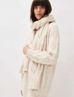 Scarves & Ponchos^Phase Eight Cattie Cable Scarf Neutral