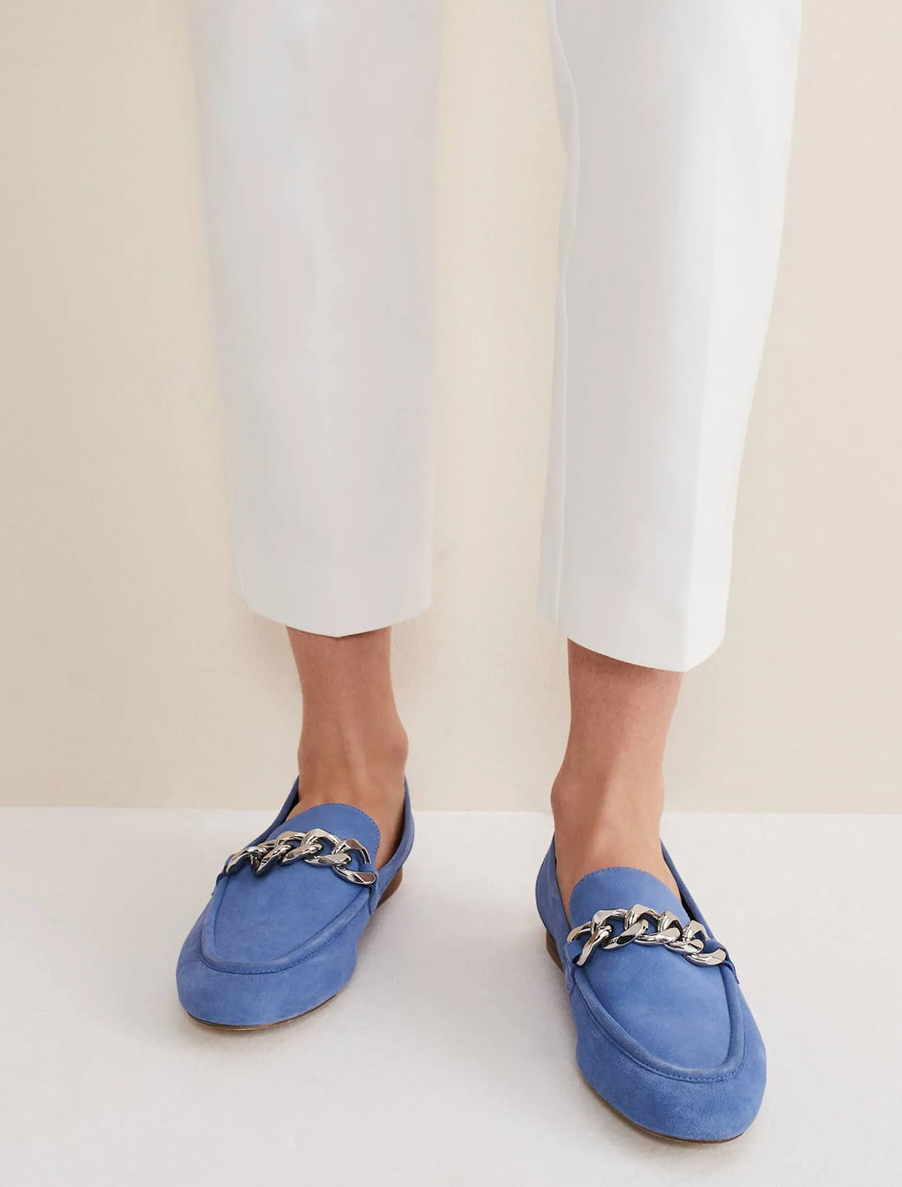 Flats^Phase Eight Chain Detail Loafer Shoe Blue