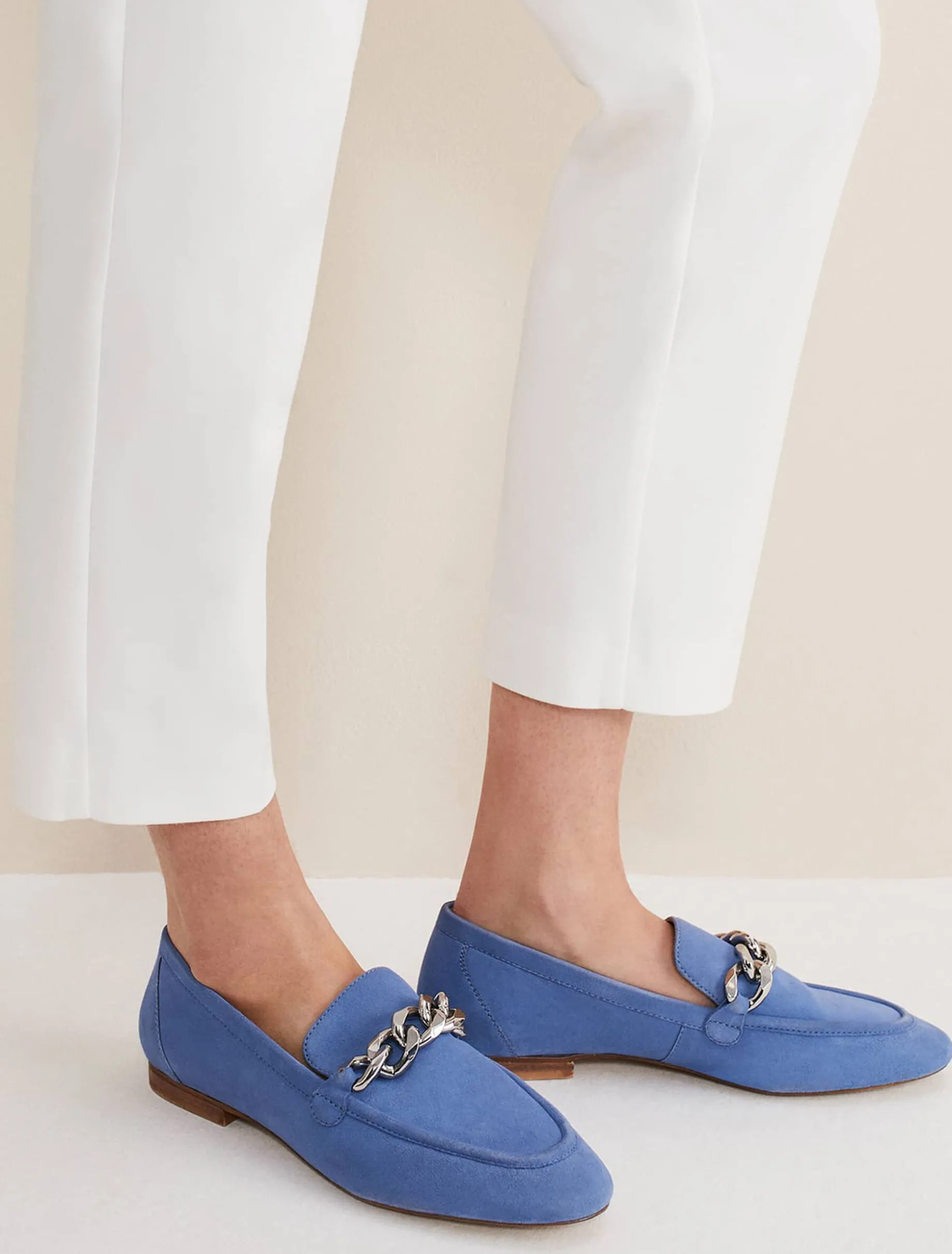 Flats^Phase Eight Chain Detail Loafer Shoe Blue