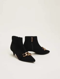 Heels^Phase Eight Chain Front Kitten Heel Boot Black