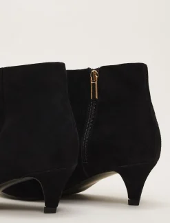 Heels^Phase Eight Chain Front Kitten Heel Boot Black
