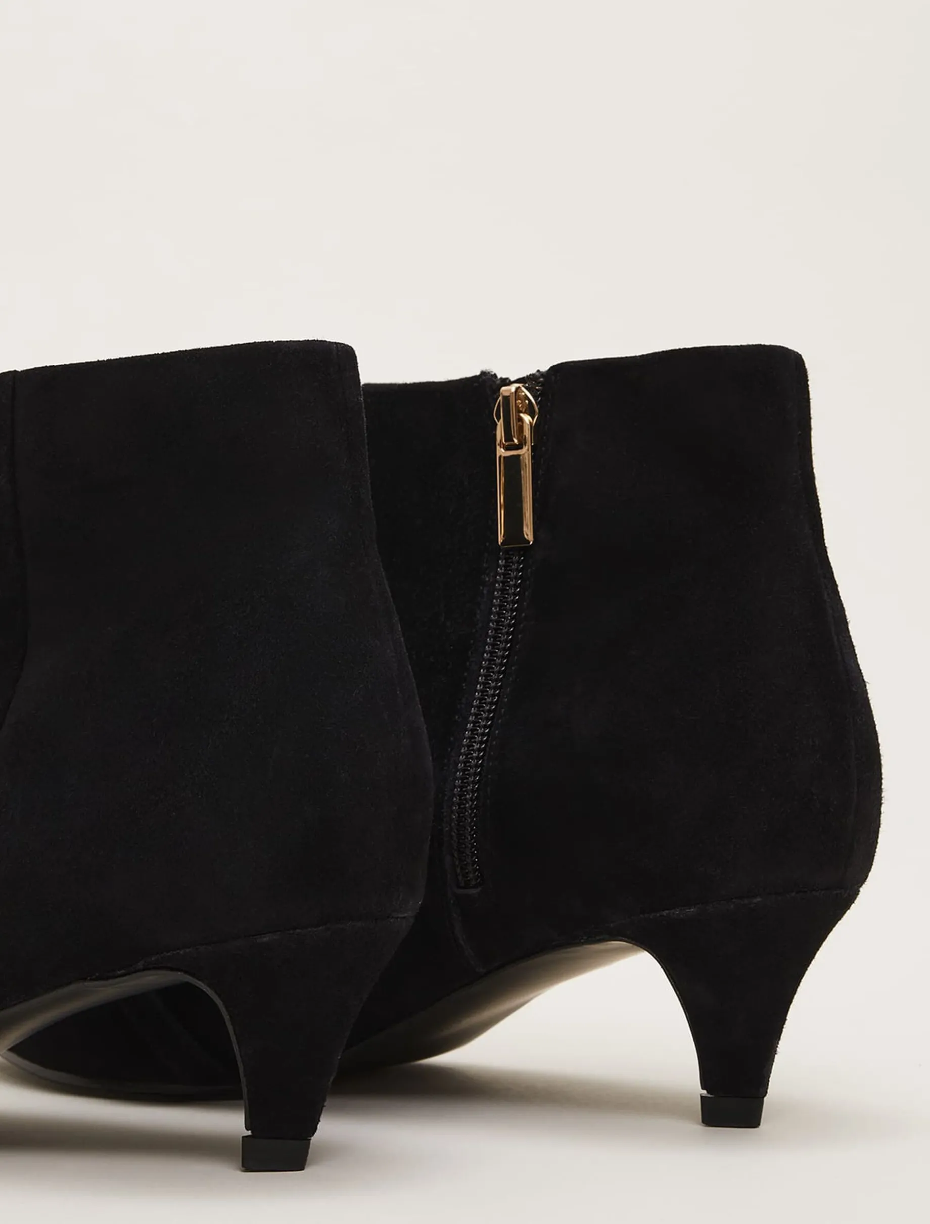 Heels^Phase Eight Chain Front Kitten Heel Boot Black