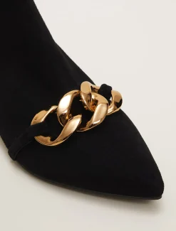Heels^Phase Eight Chain Front Kitten Heel Boot Black