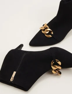 Heels^Phase Eight Chain Front Kitten Heel Boot Black