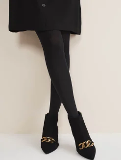 Heels^Phase Eight Chain Front Kitten Heel Boot Black
